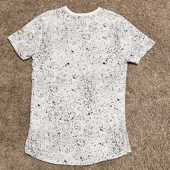 New York Shirt Men Medium White Gold Dalmatian Splatter NYC Upstanders Slim Fit - Picture 5 of 9